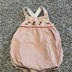 Baby Boden Pink Corduroy Strawberry Embroidered Bubble Romper 18-24m
